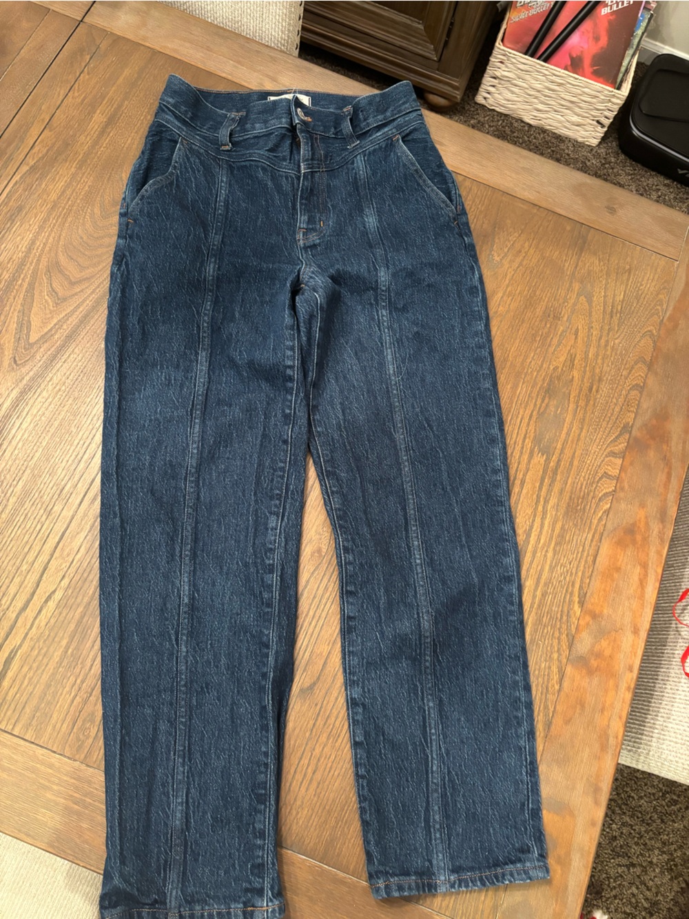 Madewell Dark Blue straight leg jeans with Seamed Panels